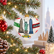 New York Landmarks & Symbols Glass Heart Christmas Ornament