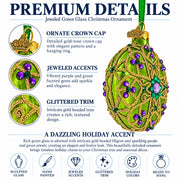 Boutique Chartreuse Scrollwork Medallion Green Glass Disc Christmas Ornament