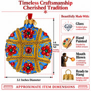 Boutique Sapphire Panel Scrollwork Glass Disc Christmas Ornament