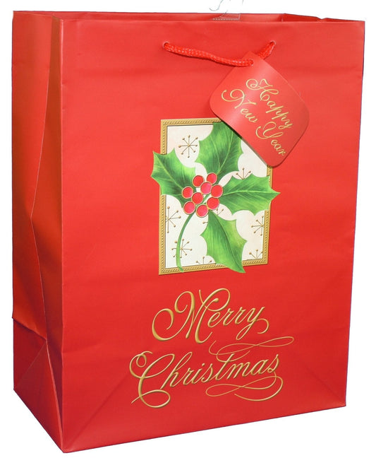 Traditional Lettering Gift Bag - Merry Christmas Red Large