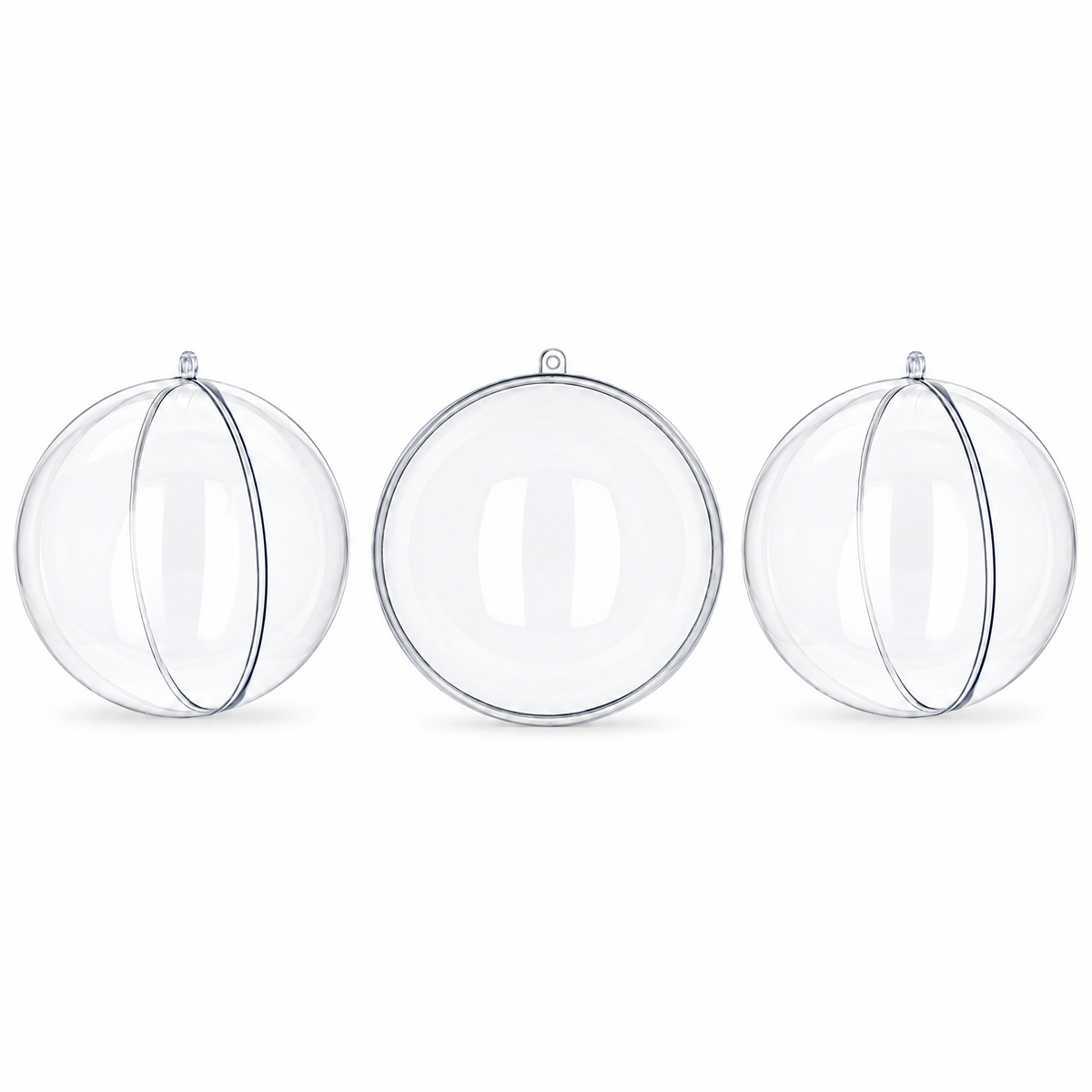 Set of 3 Clear Fillable Plastic Ball Christmas Ornament 3.9 Inches