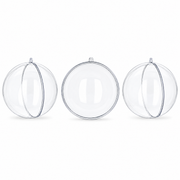 Set of 3 Clear Fillable Plastic Ball Christmas Ornament 3.9 Inches
