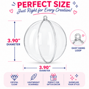 Set of 3 Clear Fillable Plastic Ball Christmas Ornament 3.9 Inches