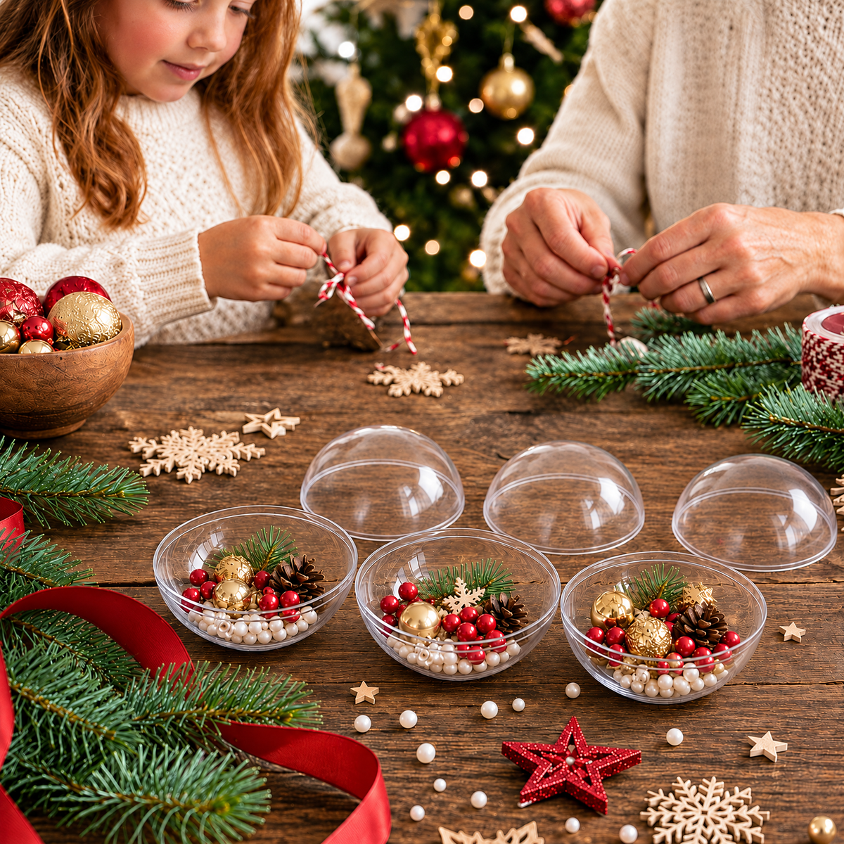 Set of 3 Clear Fillable Plastic Ball Christmas Ornament 4.7 Inches