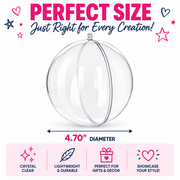 Set of 3 Clear Fillable Plastic Ball Christmas Ornament 4.7 Inches