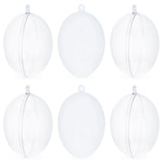 Set of 6 Clear Plastic Egg Ornaments 2.7 Inches