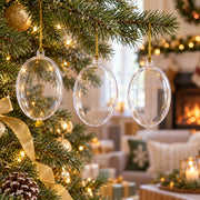 Set of 3 Clear Plastic Egg Ornaments 3.4 Inches (86 mm)