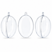 Set of 3 Clear Plastic Egg Ornaments 4.35 Inches (100 mm)