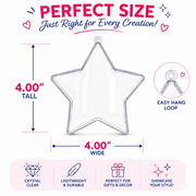 Set of 3 Clear Fillable Star DIY Craft Christmas Ornament 4 Inches