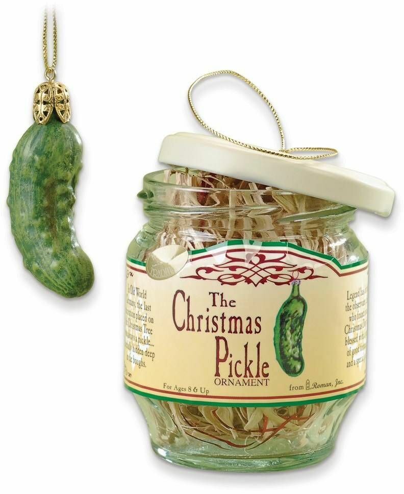 2-Piece Christmas Pickle and Decorated Glass Jar Hanging Ornament