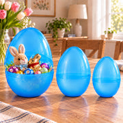 Set of 3 Jumbo Large Size Giant Fillable Plastic Easter Eggs 10 Inches