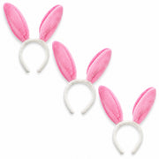 Set of 3 Costume Bunny Ear Headbands in Bright Pink, Each 11.7 Inches