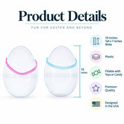 Set of 2 Transparent Jumbo Plastic Easter Eggs with Handles Large Size 10 Inches