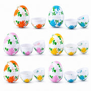 Set of 24 Flowers on White Plastic Easter Eggs, 2.25 Inches Each