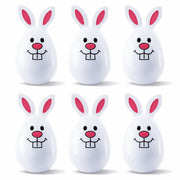 Set of 6 White Bunnies Plastic Easter Eggs