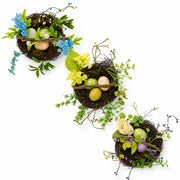 Set of 3 Easter Baskets with Eggs and Spring Flowers