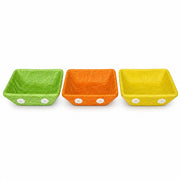 Set of 3 Green, Orange & Yellow Sisal Silk Trays 7 Inches