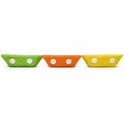 Set of 3 Green, Orange & Yellow Sisal Silk Trays 7 Inches