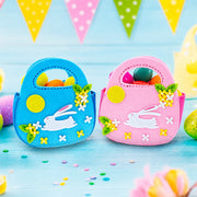 Set of 2 Felt Easter Baskets Carry Totes - Egg Hunt Bags with Handles 7.5 Inches Tall