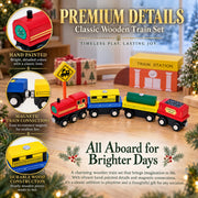 Set of 40 Pieces City Vehicles, Buildings, and Signs Wooden Blocks