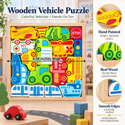 Cars, Ship, Plane, Helicopter and Sign Learning Wooden Blocks Puzzle