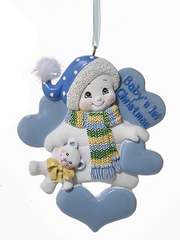 Baby's 1st Christmas - Snowman Ornament - Blue