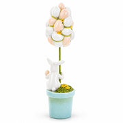 Bunny's Treasured Easter Egg Vessel Topiary Tabletop Decor Figurine 13.5 Inches Tall