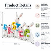 Wooden-Style Easter Bunny Figurine - 8.7" Tall Spring Letter Mantel Decor
