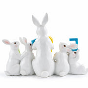 Wooden-Style Easter Bunny Figurine - 8.7" Tall Spring Letter Mantel Decor