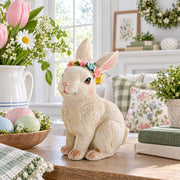 Bunny with Textured Fur Figurine  Elegant Spring & Easter Rabbit Decoration 4.2 Inches