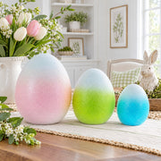 Set of 3 Gradient Jumbo Easter Eggs - Spring Tabletop Decor 8 Inches