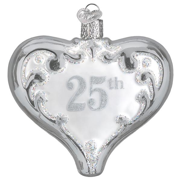 Old World Christmas 25th Anniversary Heart Glass Ornament