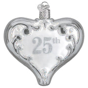 Old World Christmas 25th Anniversary Heart Glass Ornament