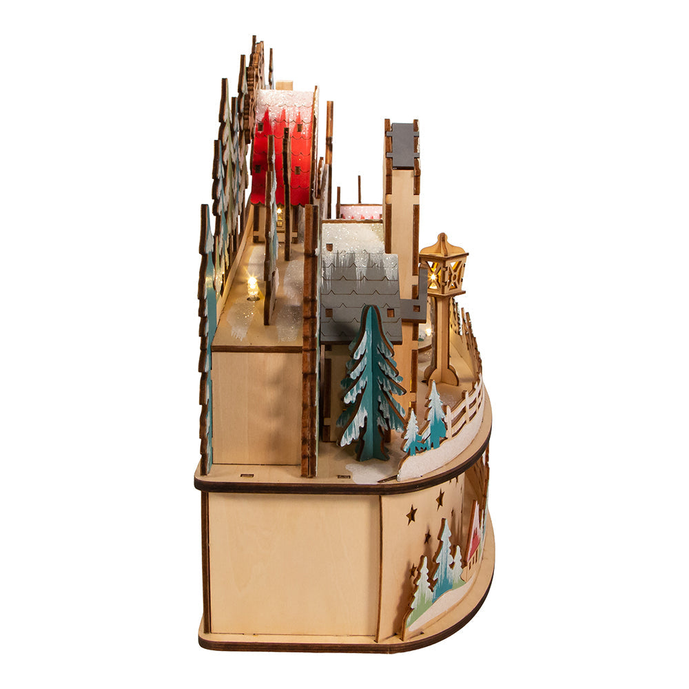 Light-Up Wooden Christmas Village With Santa