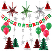 Merry Christmas Hats Trees Latex Round Balloons Bundle