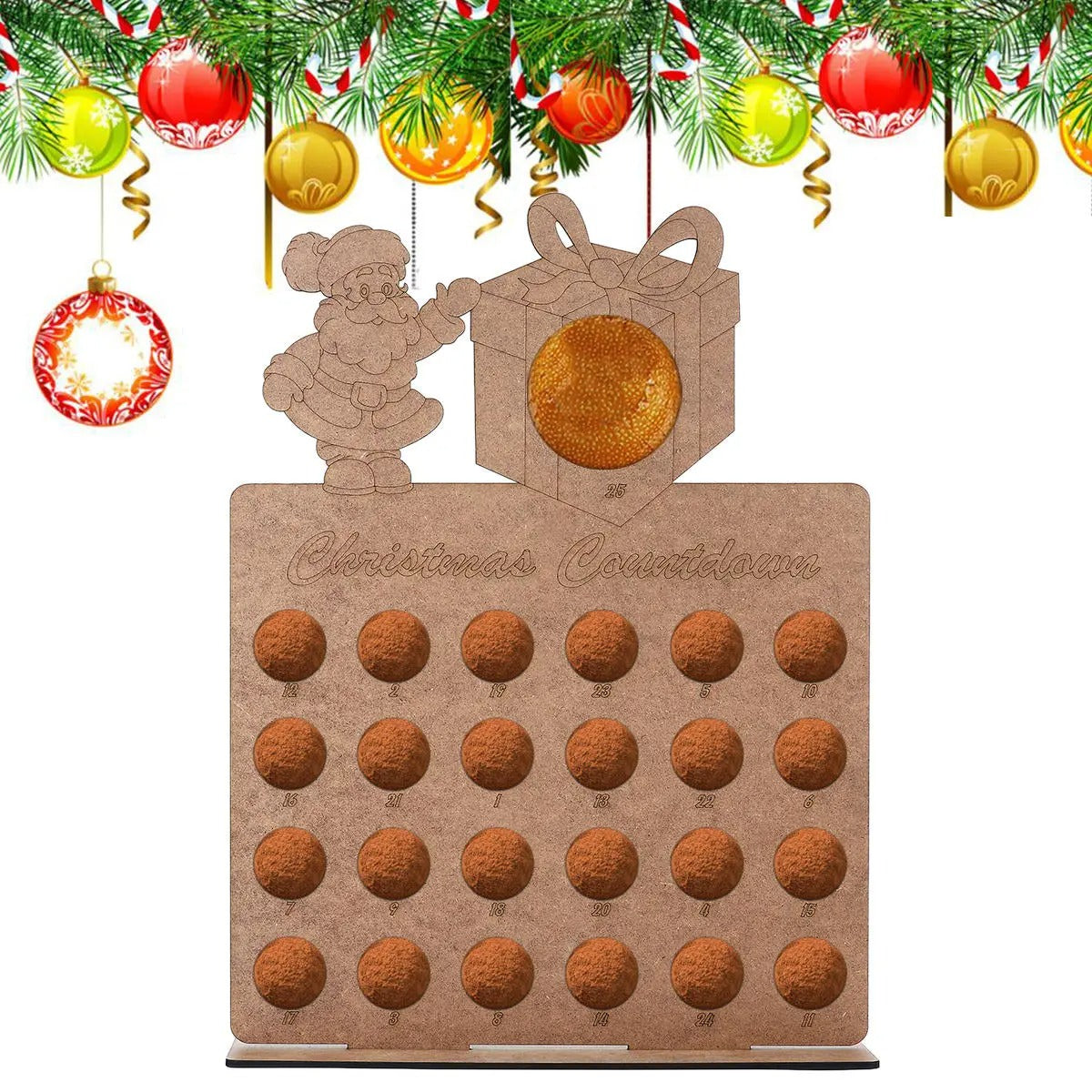 Wooden Advent Calendar Christmas Tree Hanging 24 Chocolates Stand Rack
