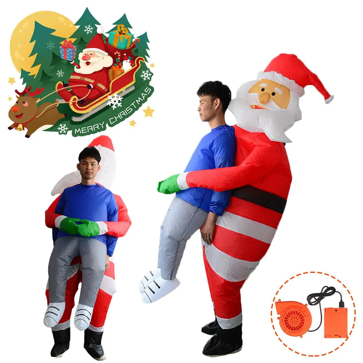 Scary Christmas Man Inflatable Costume Blow Up Suits