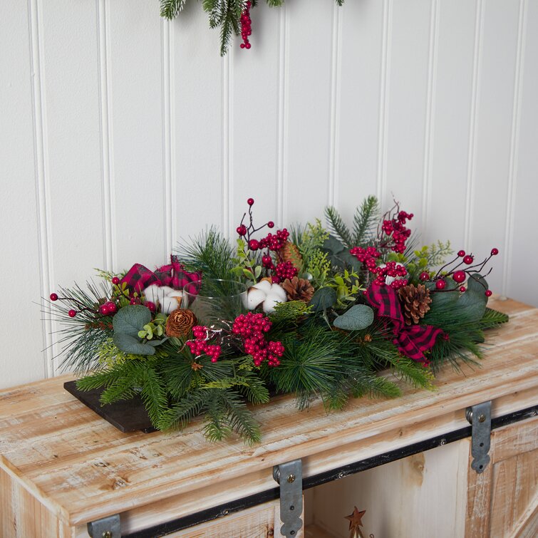 Holiday Berries, Pinecones And Eucalyptus Christmas Artificial Arrangement