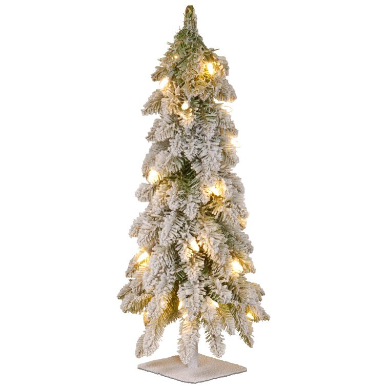 White Christmas Tree With Snow And 50 Clear Lights