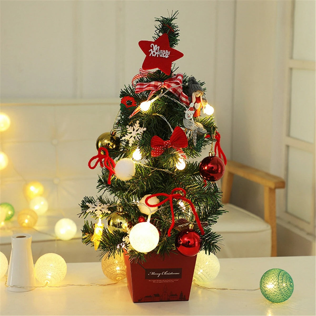 Mini Christmas Tree Desktop With Lights 50CM Golden