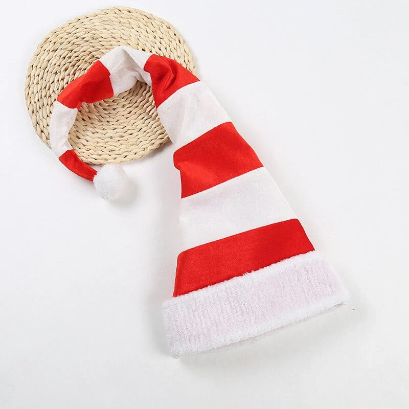 Red White Striped Christmas Cap Hat Modeling Long Elves