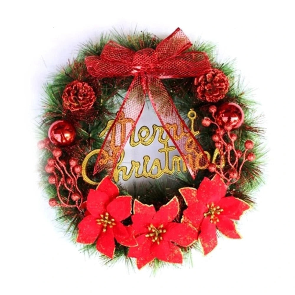 Christmas Front Door Wreath Artificial Plants with Led String Light
