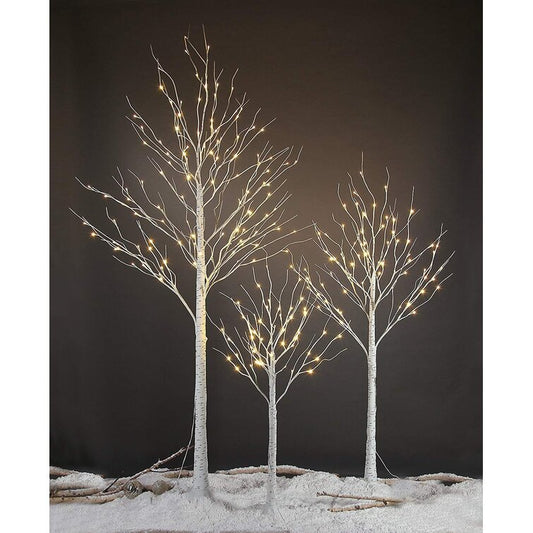 New 3-Piece Birch Trees With LED Set