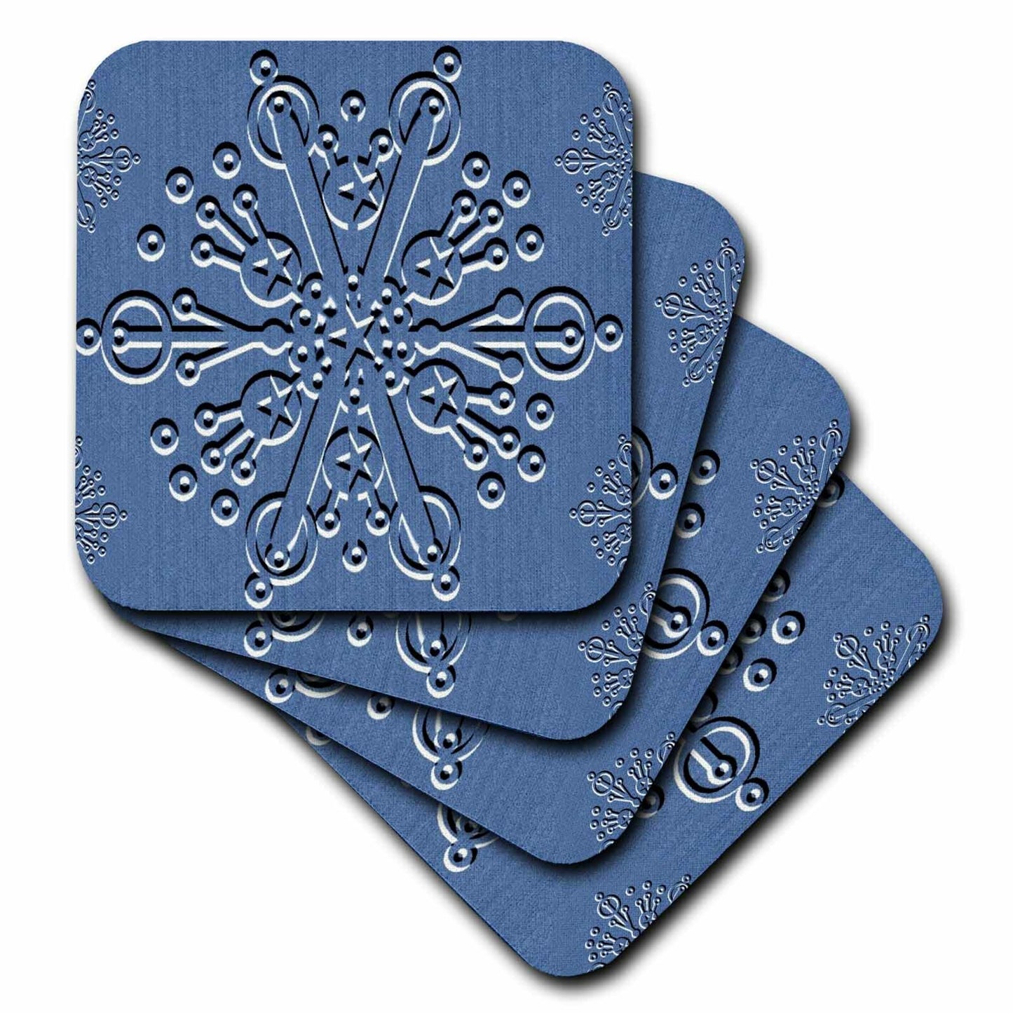 Ceramic Snowflake Themed Tile Coasters