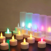 Rechargeable Flameless Flickering Tealight Candle And Holder