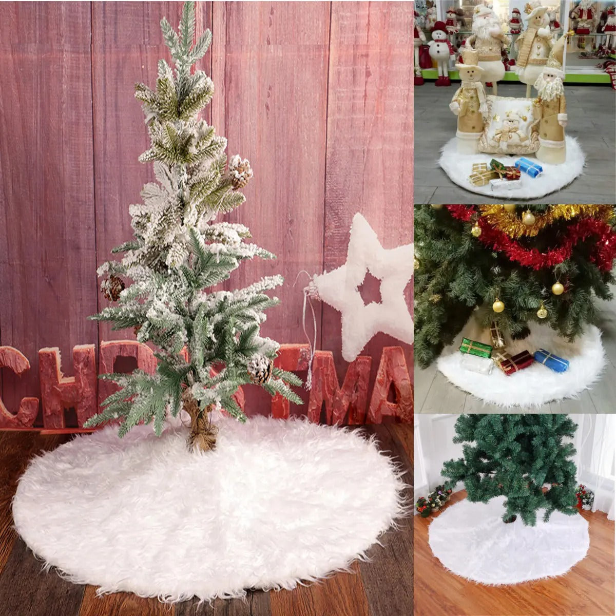 Snowy Plush Christmas Tree Floor Mat