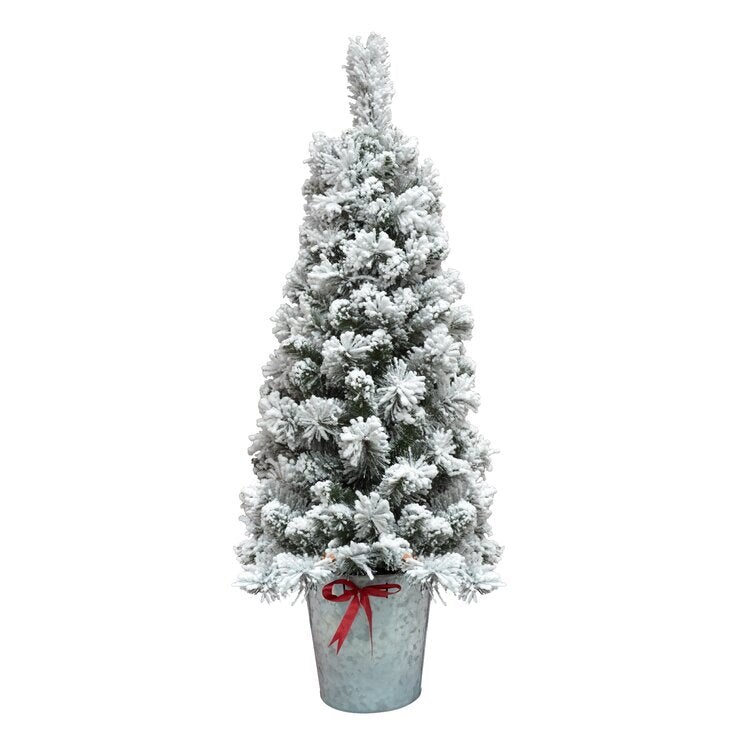 Snowy Green Artificial Christmas Tree With 35 Clear Lights