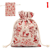 Mini Linen Christmas Cotton Drawstring Bag