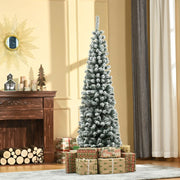 Slender Green Pine Flocked Christmas Tree
