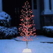 Silver Cedar Artificial Christmas Tree With 180 LED Red Lights